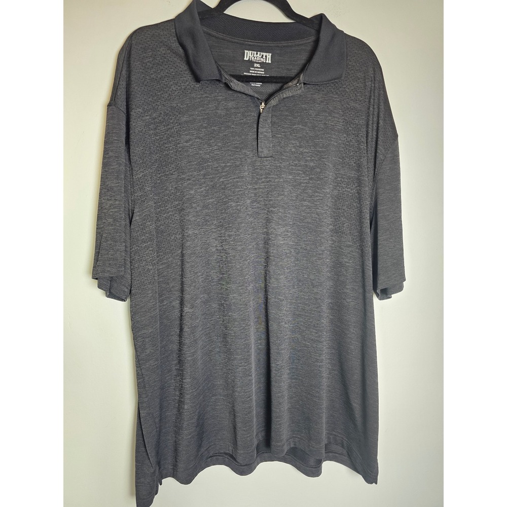 Performance Duluth Trading Co Armachillo Polo Men 2XL Black Heather Cooling Zip